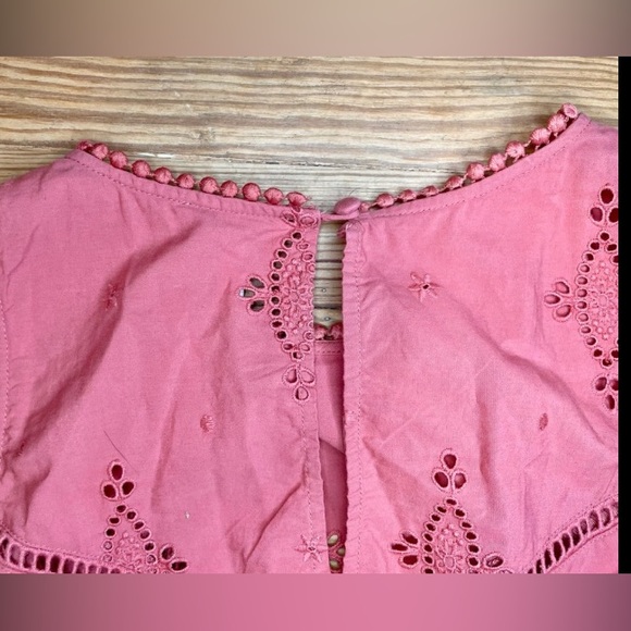 Joie - Southwest Embroidered Eyelet Scalloped Salmon Pink Sundress - Picture 11 of 12